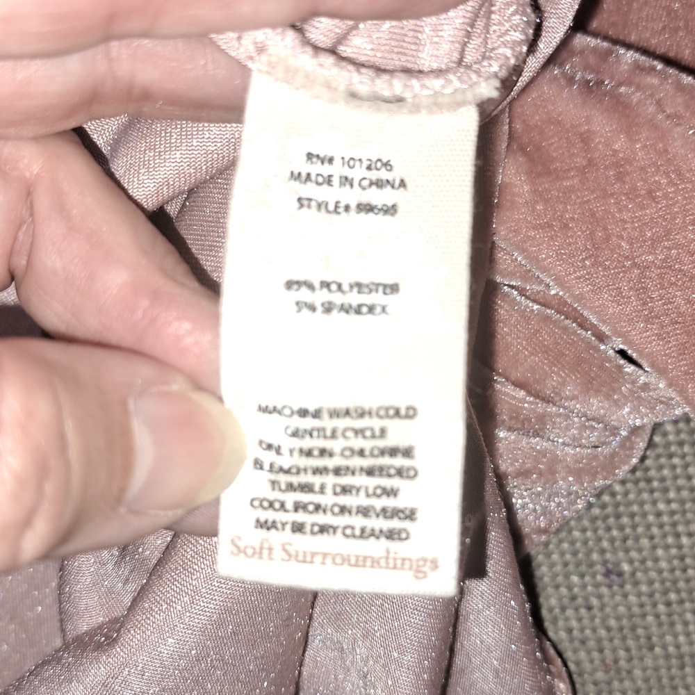 Ladies Soft Surroundings Soft Rose Velvet Tunic Top 1X Button Front Long Sleeve - Picture 7 of 9